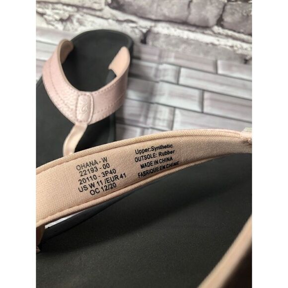 OluKai Ohana Pink Synthetic Black Flip Flops Beach Sandals Women Sz 11M US/41EU - Picture 6 of 16